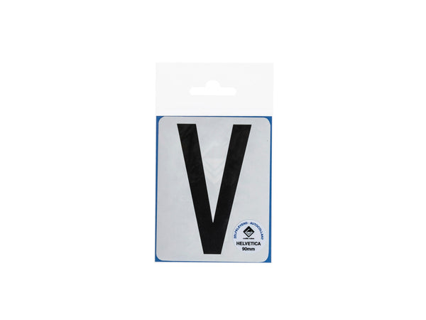 Plakletter V 90mm zwart mat