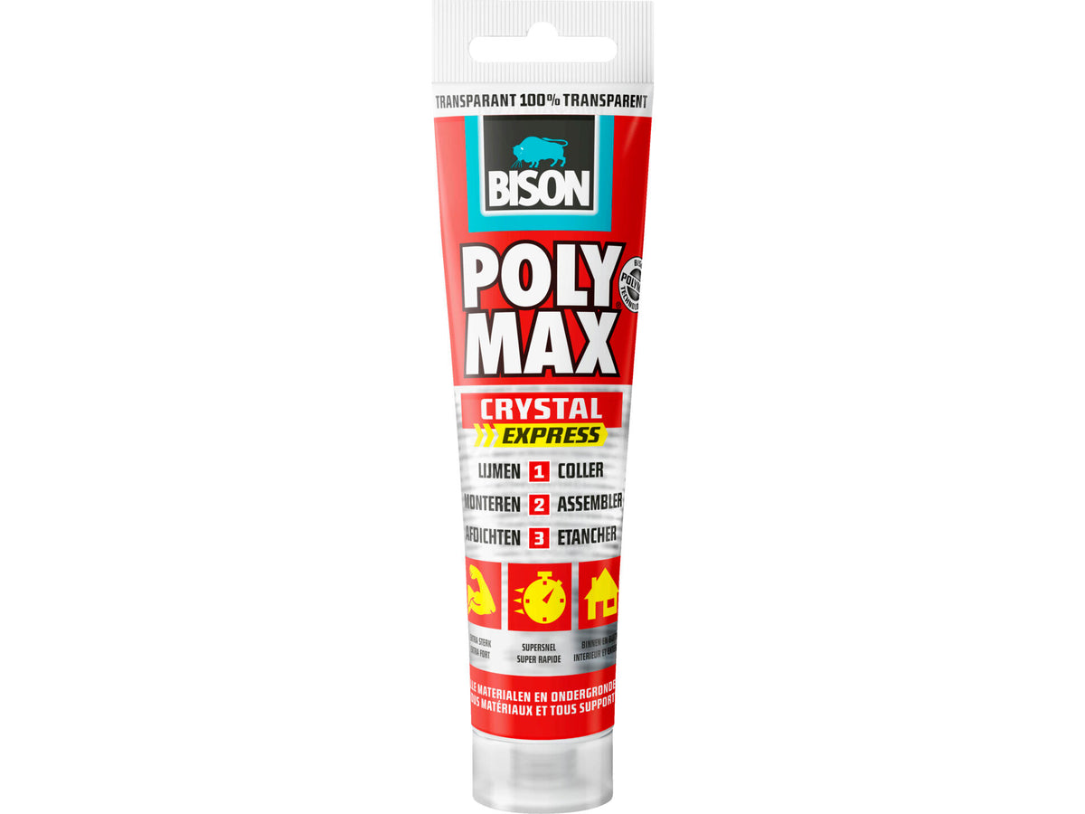 Bison Poly Max Crystal Expres montagelijm 115g transparant