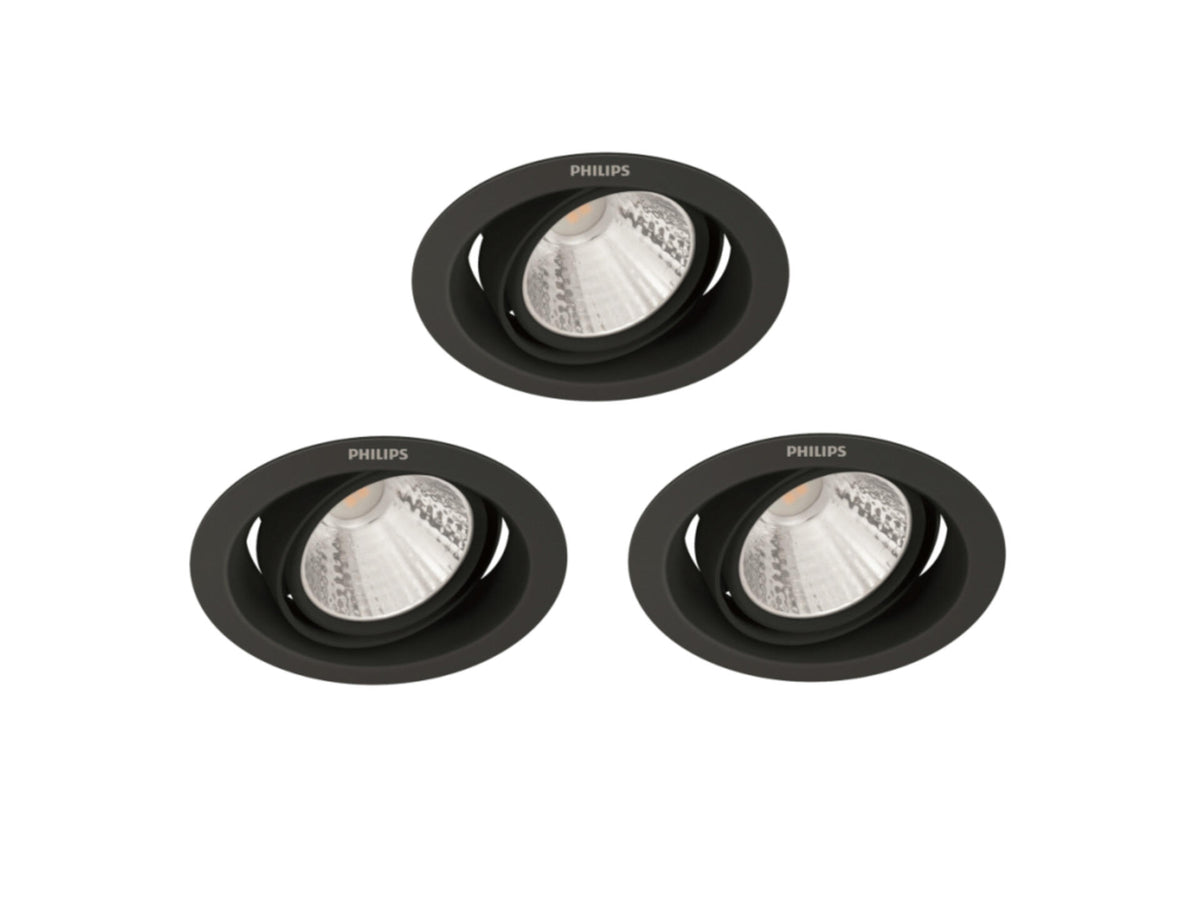 Philips Pomeron LED inbouwspot rond 5W dimbaar zwart 3 stuks