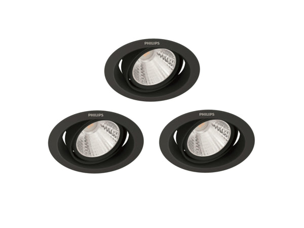 Philips Pomeron LED inbouwspot rond 5W dimbaar zwart 3 stuks