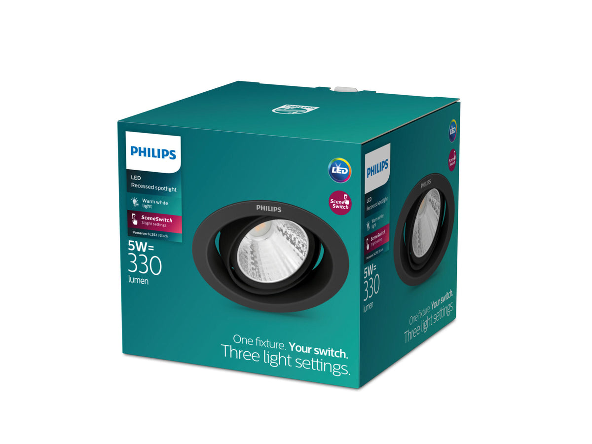 Philips Pomeron SceneSwitch LED inbouwspot 5W zwart