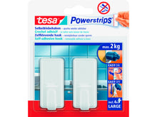 Tesa Powerstrips Classic zelfklevende haak 6,8cm 2kg wit 2 stuks