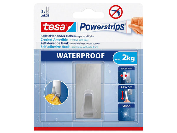 Tesa Powerstrips handdoekhaakje 7,5cm 2kg inox