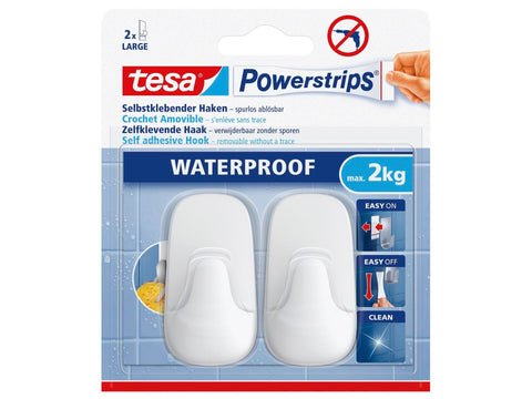 Tesa Powerstrips handdoekhaakje 8cm 2kg wit 2 stuks