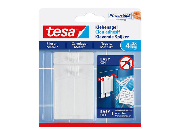 Tesa Powerstrips clou adhésif pour carrelage et métal 7,5cm 4kg blanc 2 pièces