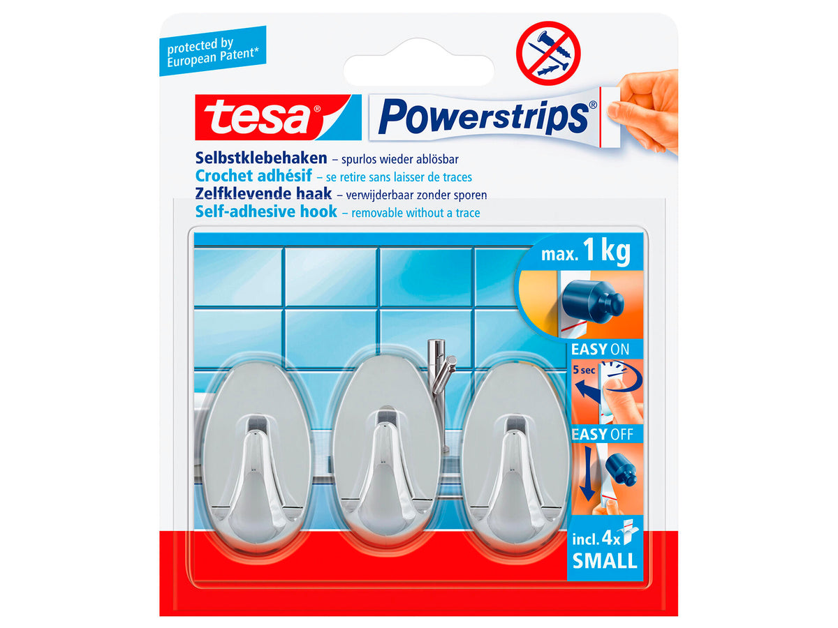 Tesa Powerstrips zelfklevende haak ovaal 5cm 1kg 3 stuks