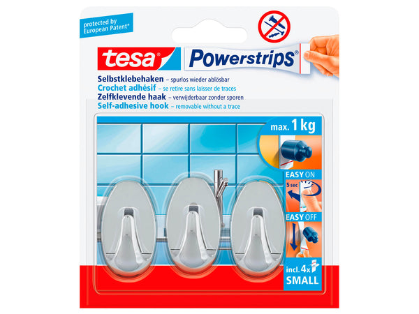 Tesa Powerstrips zelfklevende haak ovaal 5cm 1kg 3 stuks