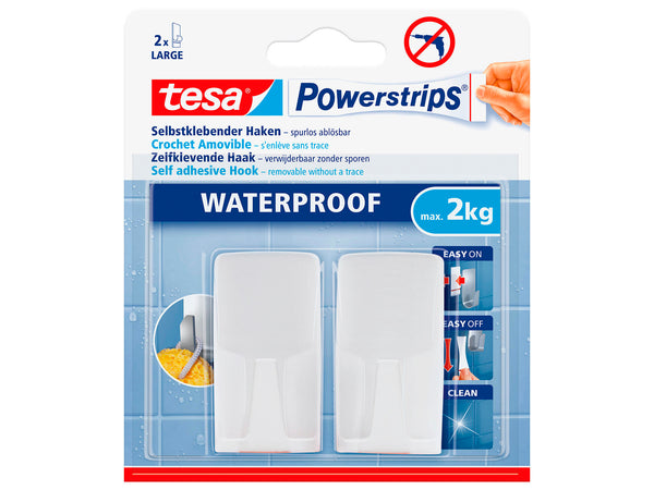 Tesa Powerstrips zelfklevende haak wit 14cm 2kg 2 stuks