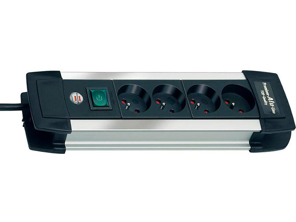 Brennenstuhl Premium-Alu-Line bloc multiprise 4x avec interrupteur et câble 1,8m noir