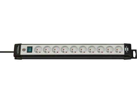 Brennenstuhl Premium-Line stekkerdoos 10x met schakelaar en kabel 3m lichtgrijs