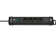 Brennenstuhl Premium-Line stekkerdoos 4x met USB-poorten, schakelaar en kabel 1,5m zwart