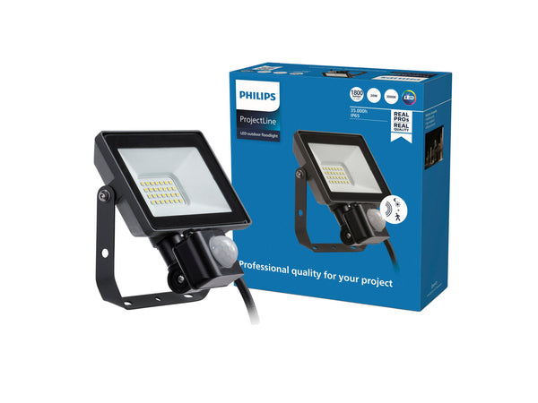 Philips ProjectLine projecteur LED 20W avec capteur de mouvement blanc chaud noir
