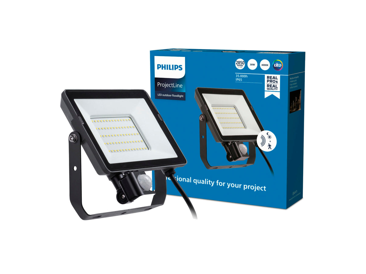 Philips ProjectLine LED straler 30W met bewegingssensor zwart