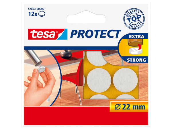 Tesa Protect viltglijder 22mm wit 12 stuks