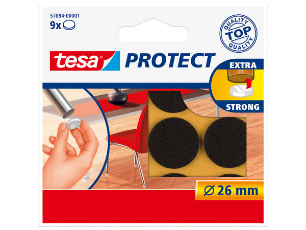 Tesa Protect viltglijder 26mm bruin 9 stuks