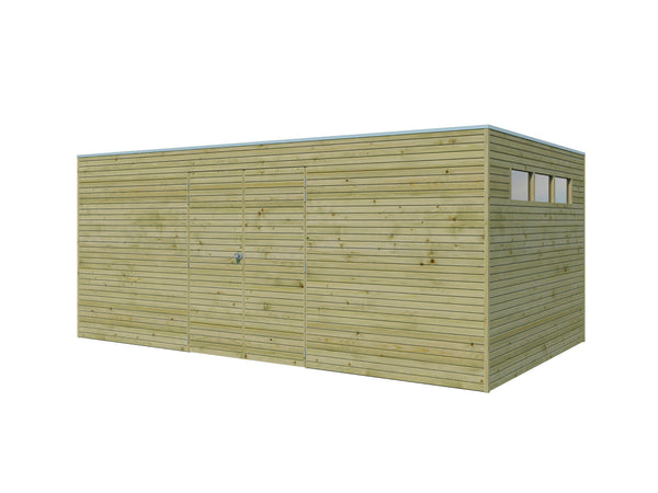 Woodlands QB IV abri de jardin en bois 510x300x216 cm bois imprégné porte double