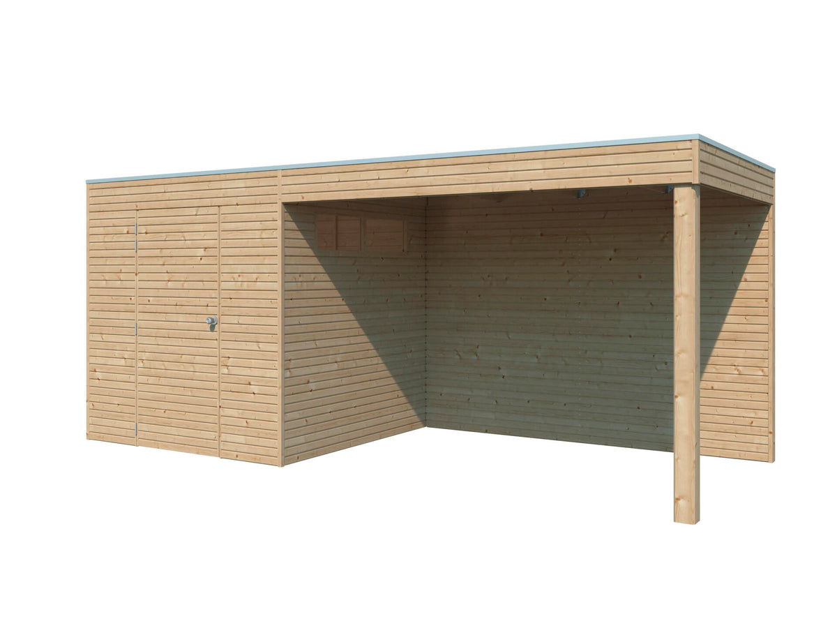Woodlands QB tuinhuis 210x210 cm met uitbreiding onbehandeld