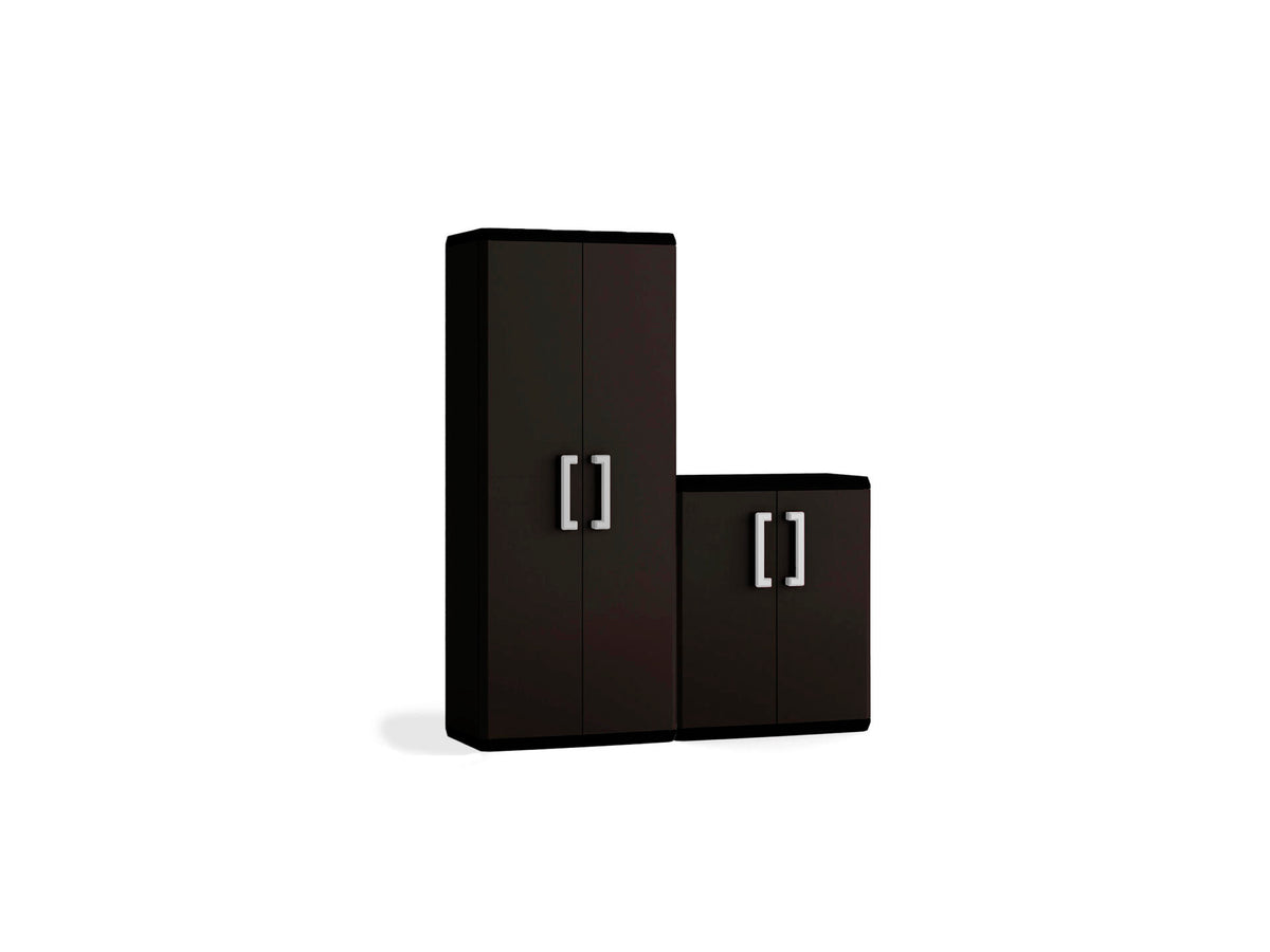 Keter Quadra opbergkast hoog 39x68x166 cm + Quadra opbergkast laag 39x68x83 cm zwart