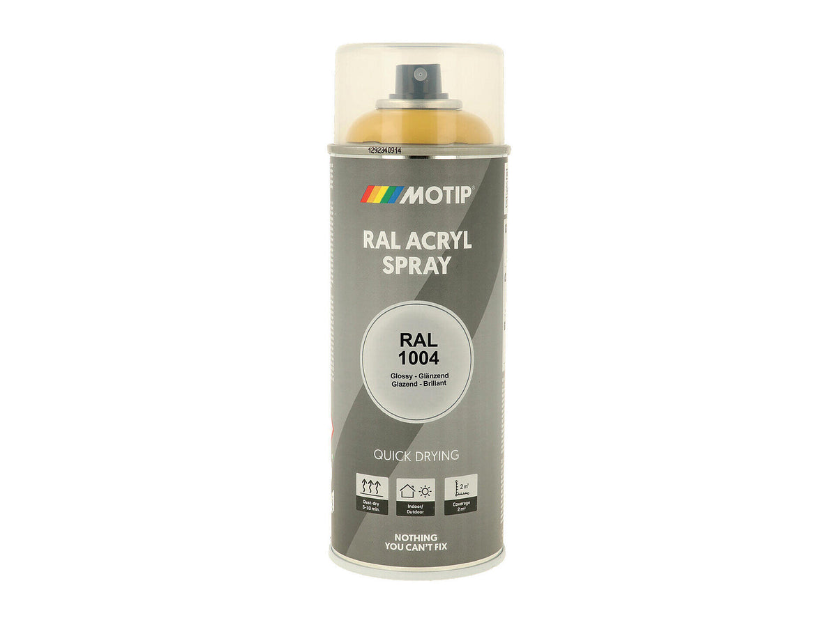 Motip RAL 1004 acryl lakspray hoogglans 0,4l goudgeel