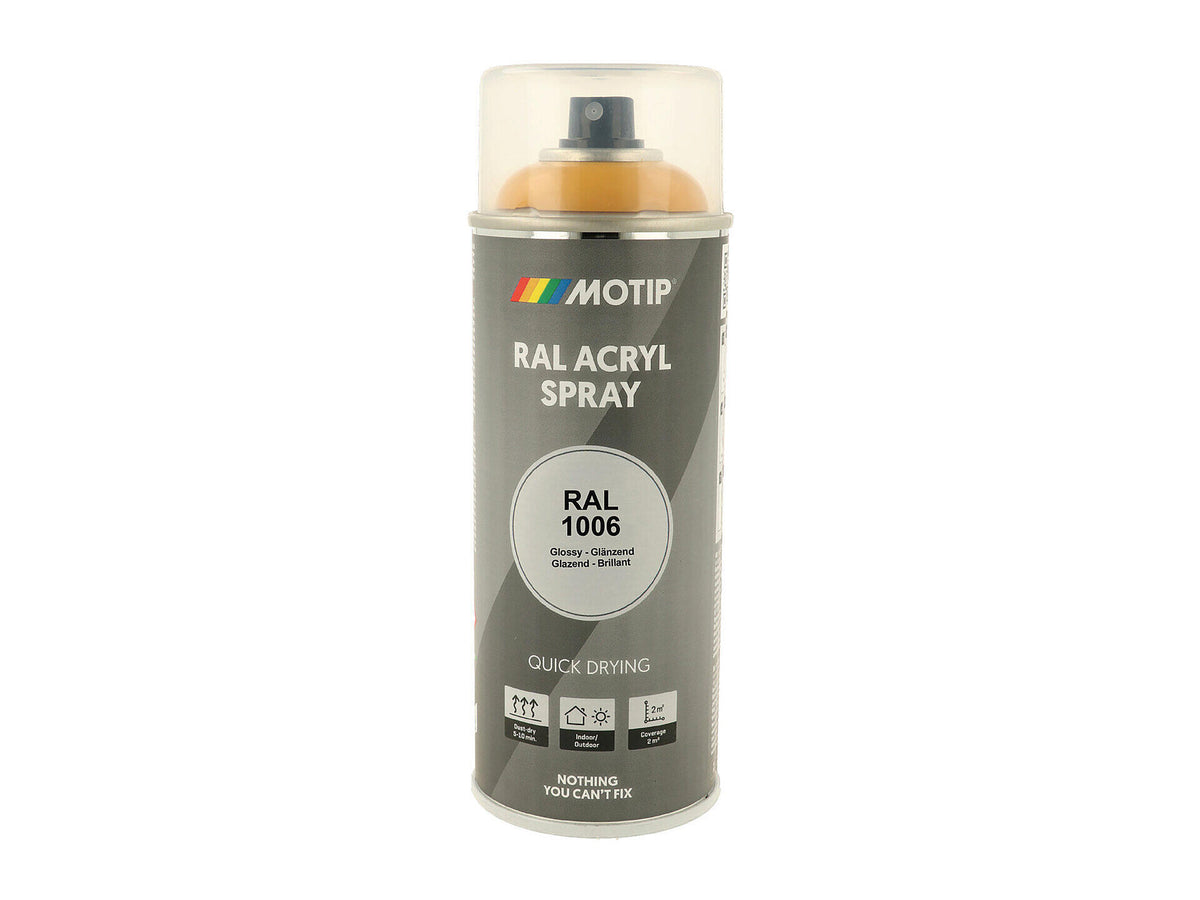 Motip RAL 1006 acryl lakspray hoogglans 0,4l maisgeel