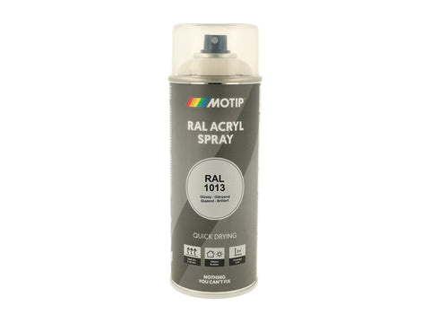 Motip RAL 1013 acryl lakspray hoogglans 0,4l parelwit