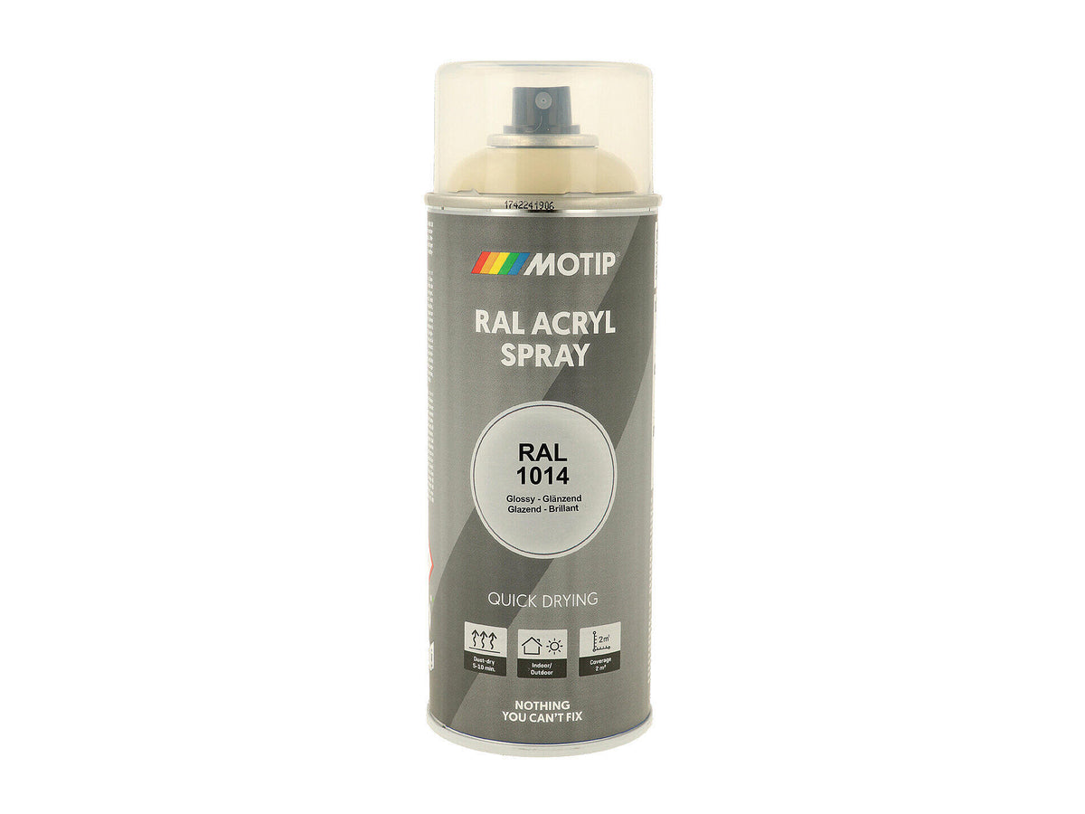 Motip RAL 1014 acryl lakspray hoogglans 0,4l ivoor