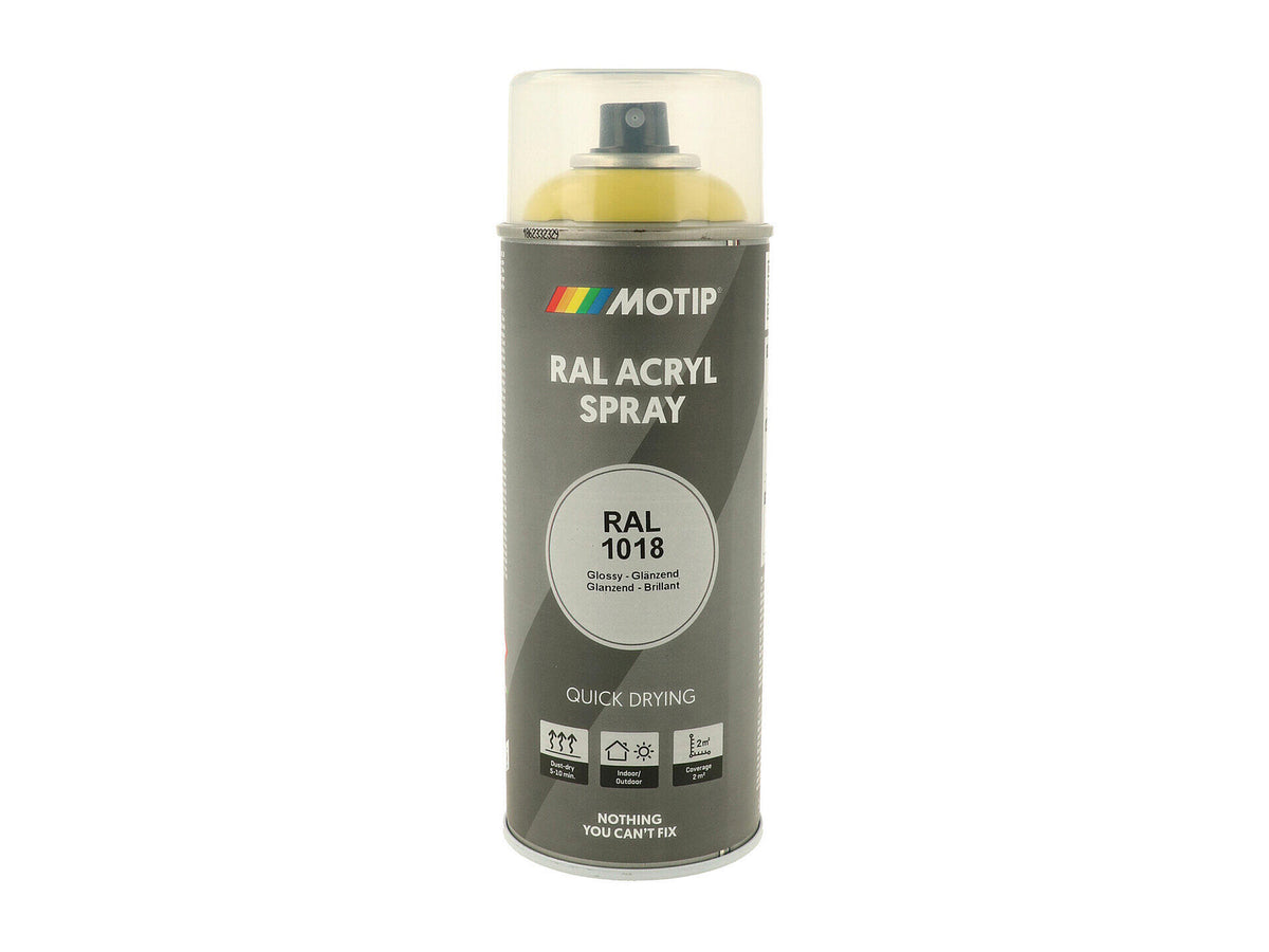 Motip RAL 1018 acryl lakspray hoogglans 0,4l zinkgeel