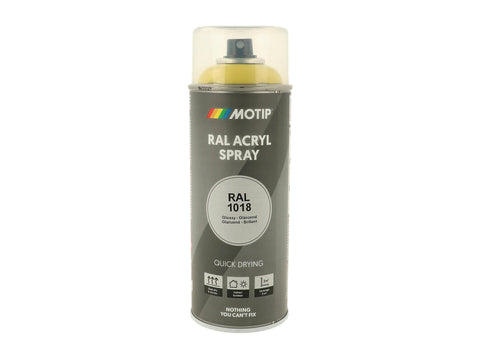 Motip RAL 1018 acryl lakspray hoogglans 0,4l zinkgeel