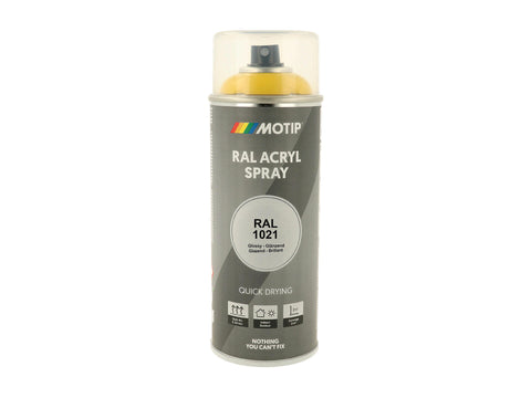 Motip RAL 1021 acryl lakspray hoogglans 0,4l koolzaadgeel