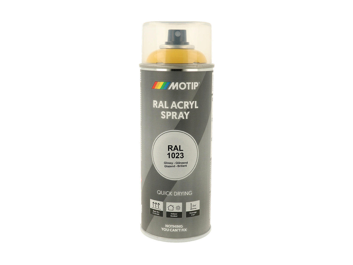 Motip RAL 1023 acryl lakspray hoogglans 0,4l verkeersgeel