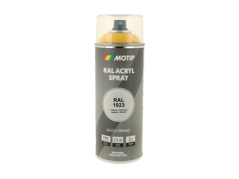 Motip RAL 1023 acryl lakspray hoogglans 0,4l verkeersgeel