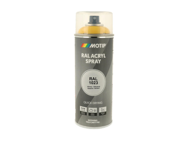 Motip RAL 1023 acryl lakspray hoogglans 0,4l verkeersgeel