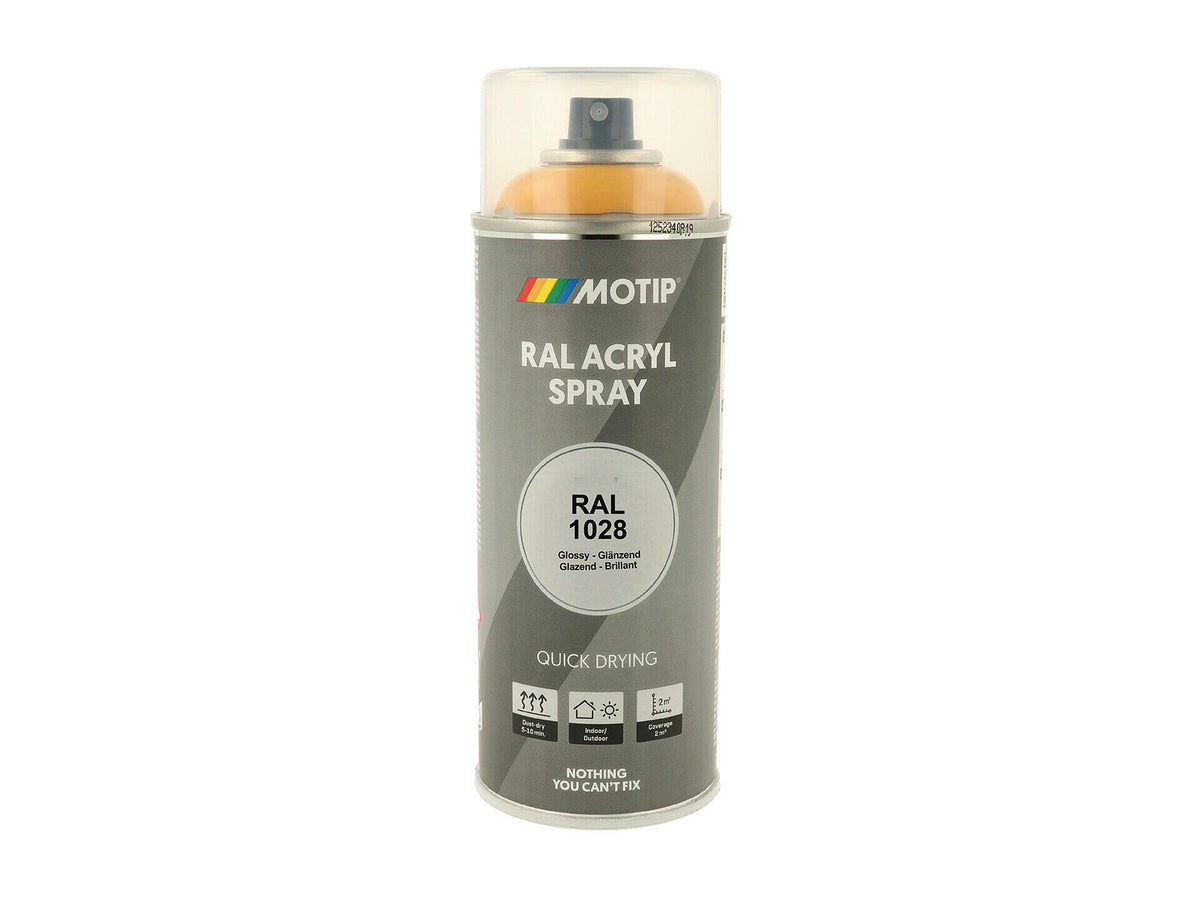 Motip RAL 1028 acryl lakspray hoogglans 0,4l meloengeel