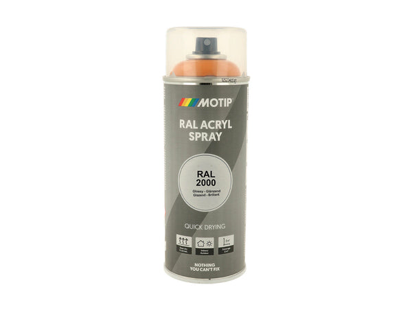 Motip RAL 2000 acryl lakspray hoogglans 0,4l geeloranje