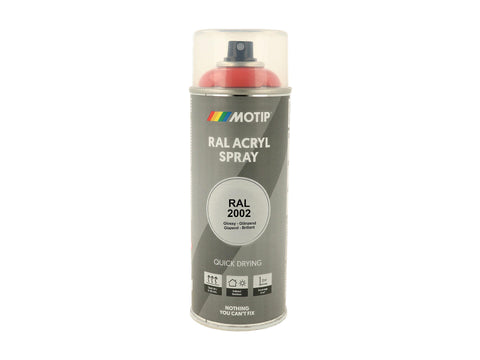 Motip RAL 2002 acryl lakspray hoogglans 0,4l vermiljoen