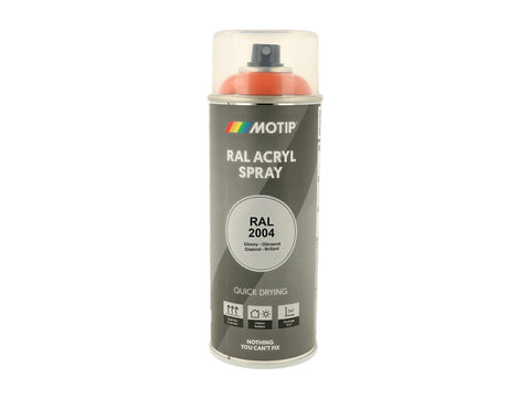 Motip RAL 2004 acryl lakspray hoogglans 0,4l zuiver oranje