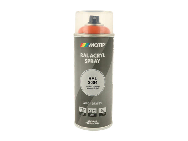 Motip RAL 2004 acryl lakspray hoogglans 0,4l zuiver oranje