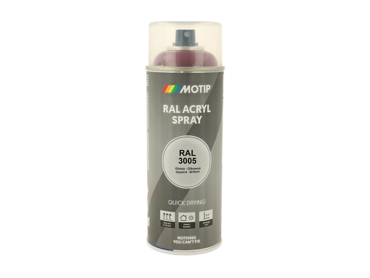 Motip RAL 3005 acryl lakspray hoogglans 0,4l wijnrood