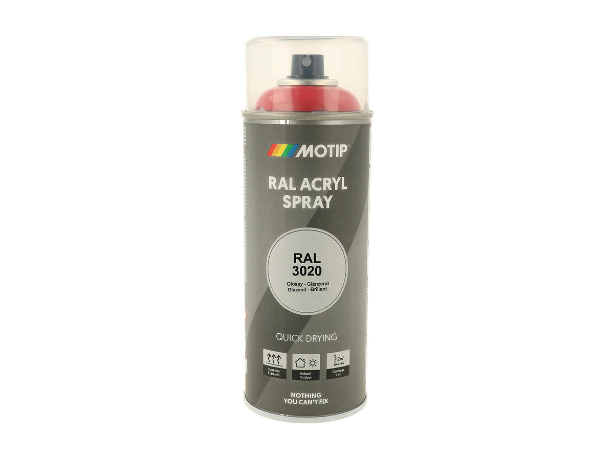 Motip RAL 3020 acryl lakspray hoogglans 0,4l verkeersrood
