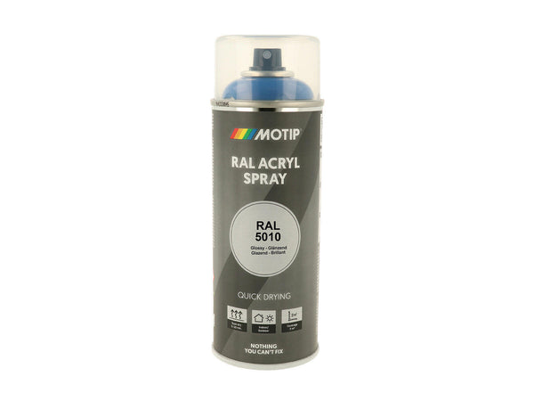 Motip RAL 5010 acryl lakspray hoogglans 0,4l gentiaanblauw