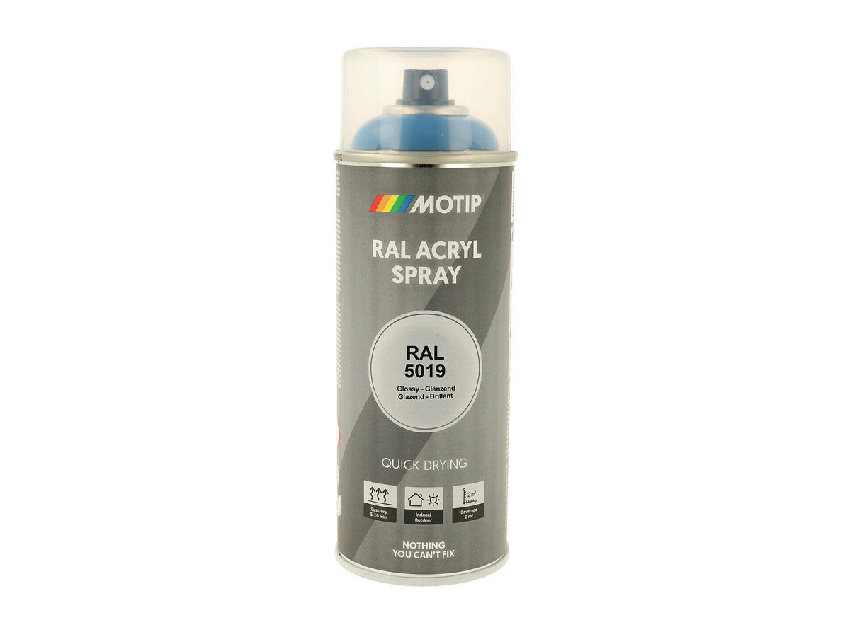 Motip RAL 5019 acryl lakspray hoogglans 0,4l capriblauw