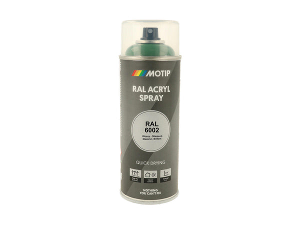 Motip RAL 6002 acryl lakspray hoogglans 0,4l loofgroen