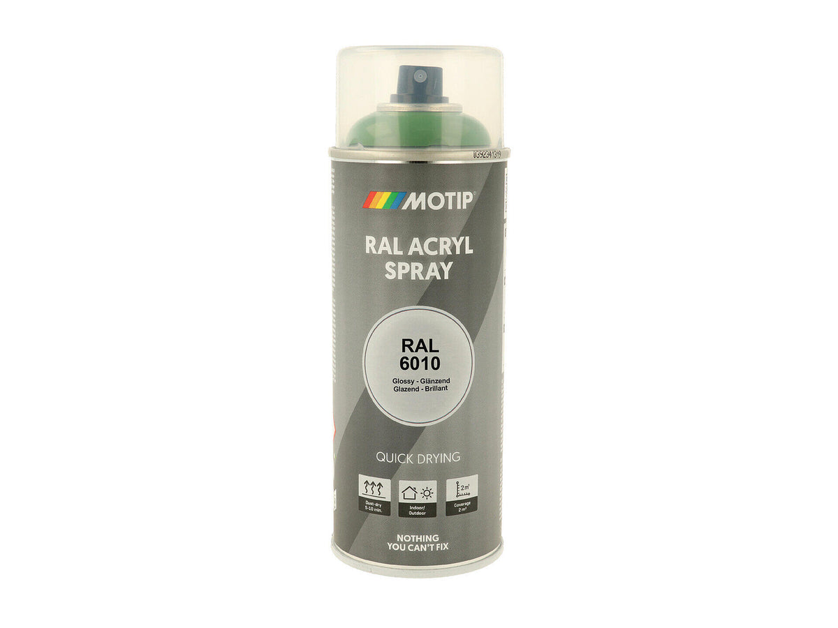 Motip RAL 6010 acryl lakspray hoogglans 0,4l grasgroen