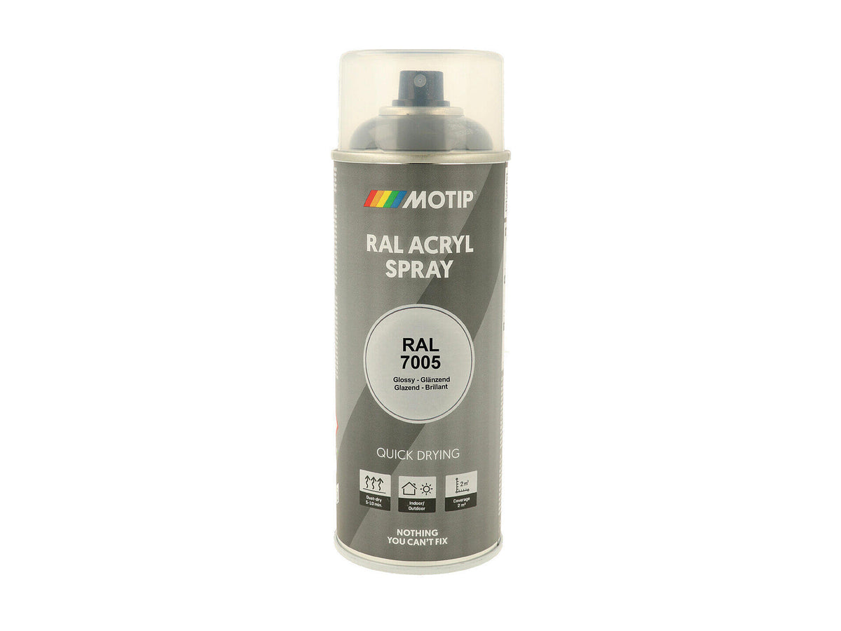 Motip RAL 7005 acryl lakspray hoogglans 0,4l muisgrijs