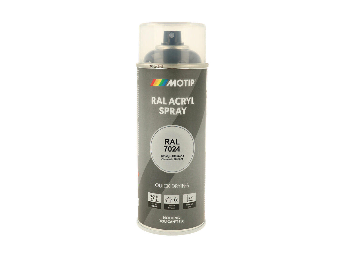 Motip RAL 7024 acryl lakspray hoogglans 0,4l grafietgrijs