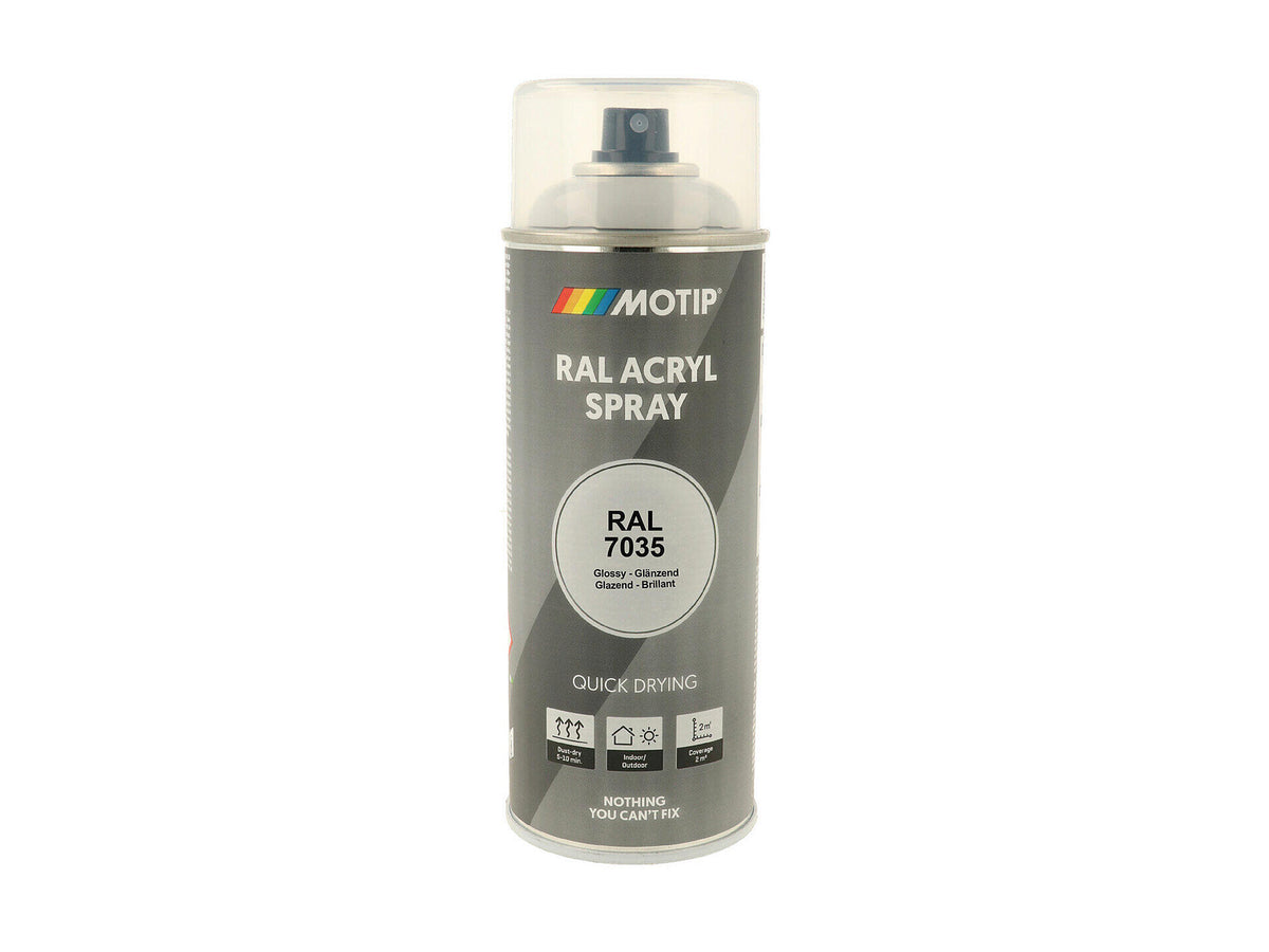 Motip RAL 7035 acryl lakspray hoogglans 0,4l lichtgrijs