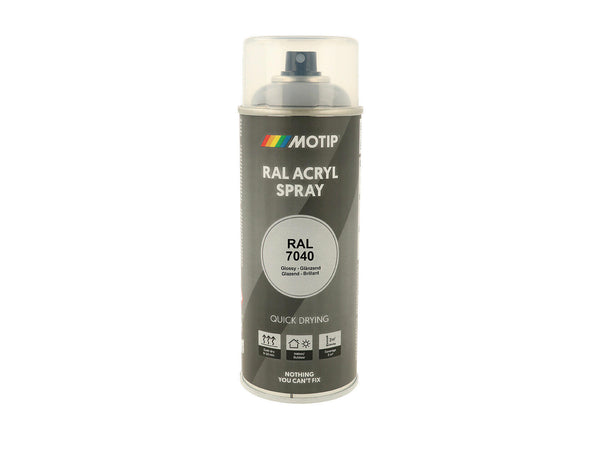 Motip RAL 7040 acryl lakspray hoogglans 0,4l venstergrijs