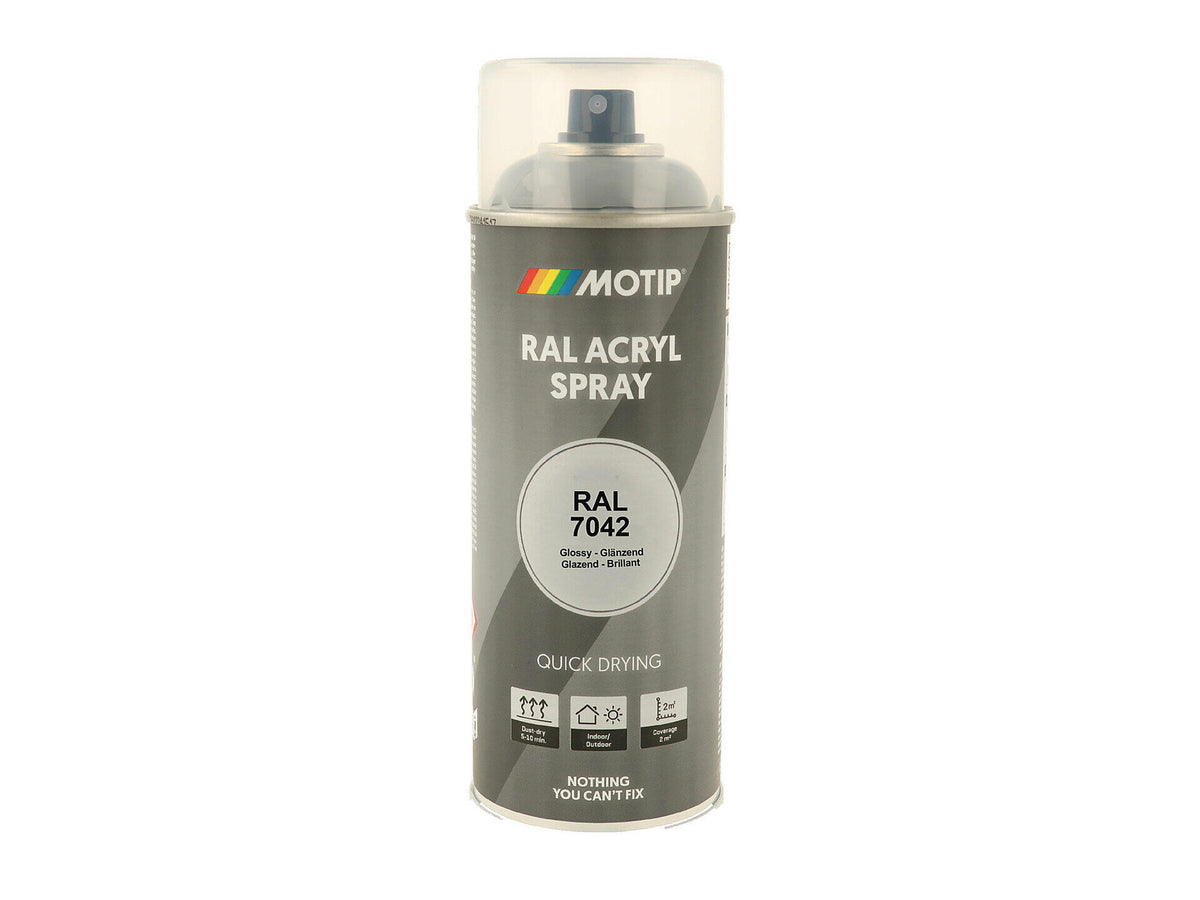 Motip RAL 7042 acryl lakspray hoogglans 0,4l verkeersgrijs