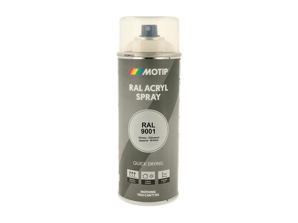 Motip RAL 9001 acryl lakspray hoogglans 0,4l crémewit