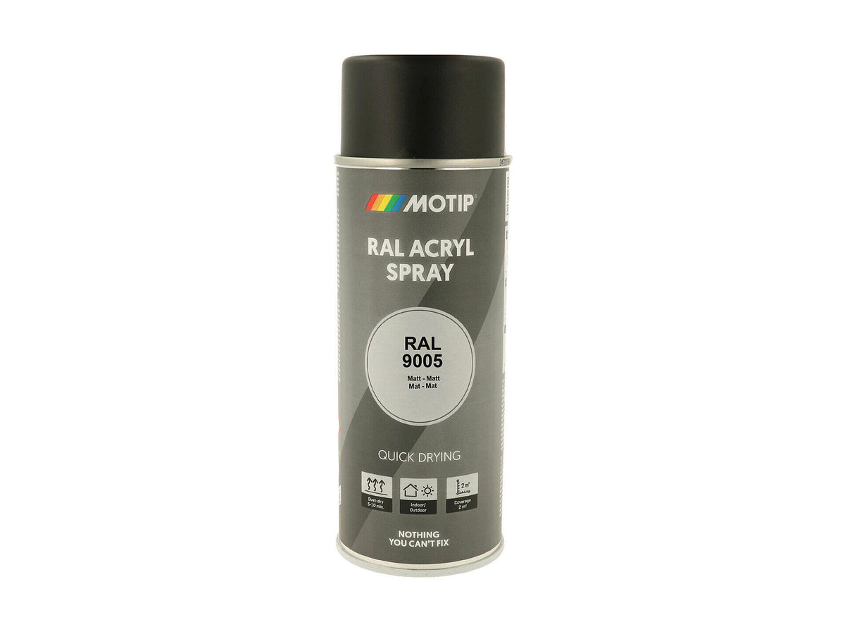 Motip RAL 9005 acryl lakspray 0,4l diepzwart mat